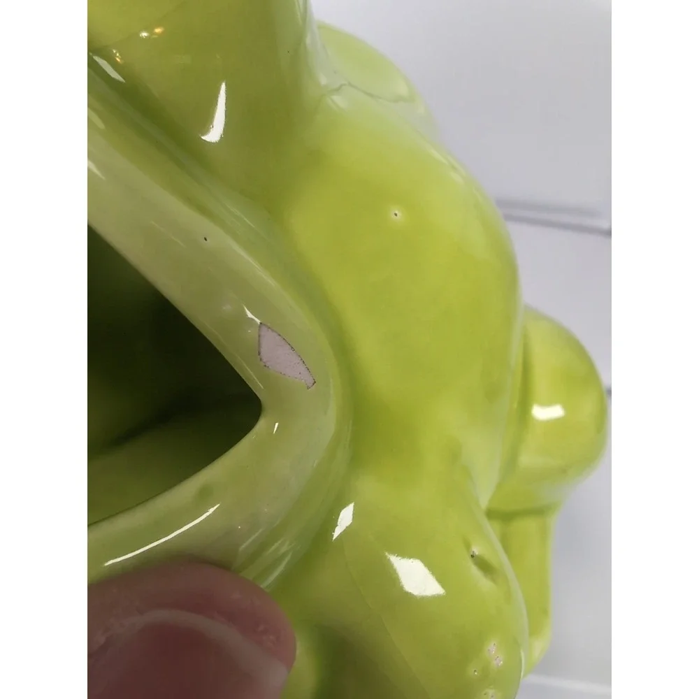2 Vintage Frogs Ceramic Open Mouth Succulent Planters Pots Or Sponge Holders Set